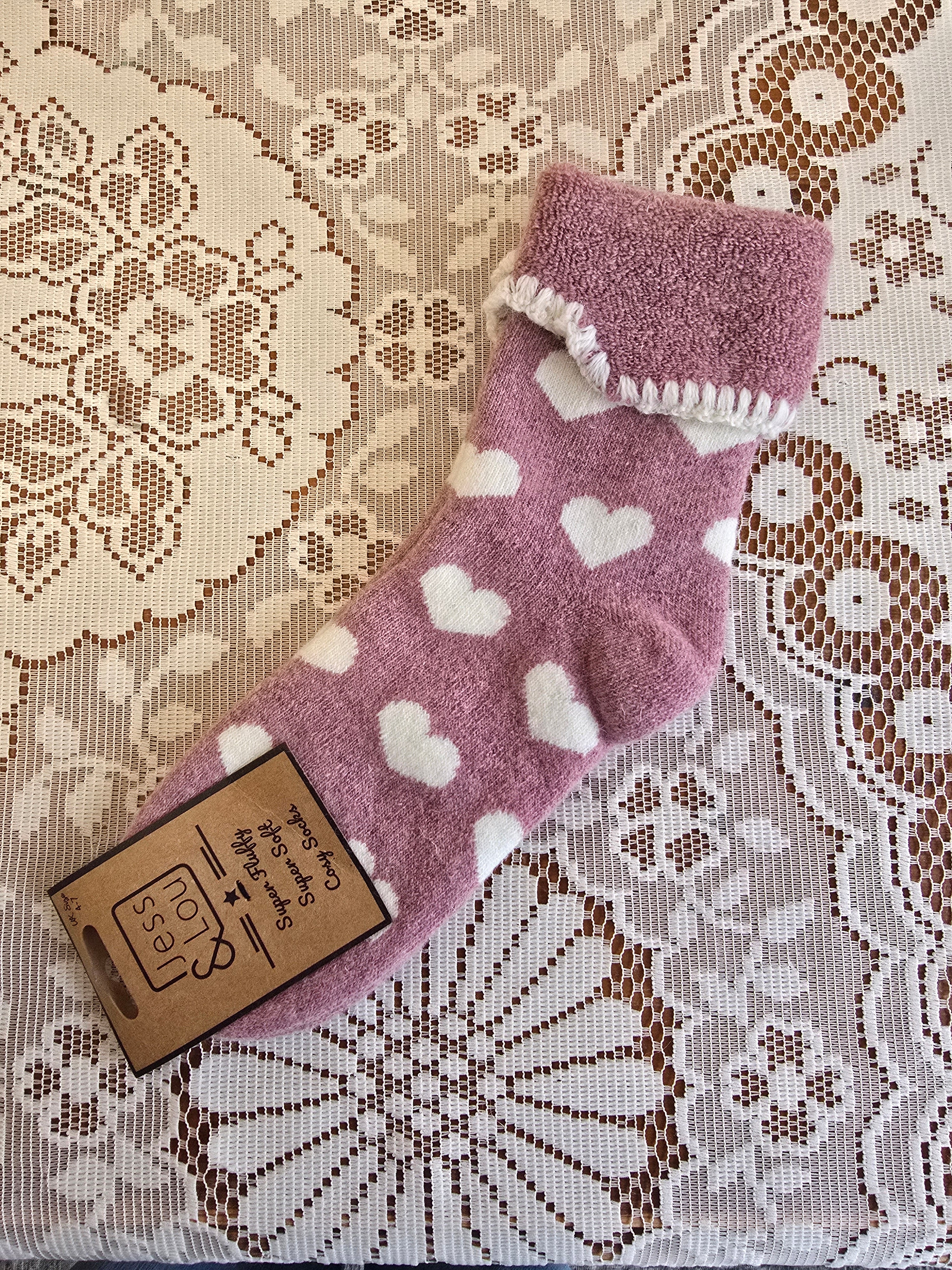 Heart Print Cuff Socks