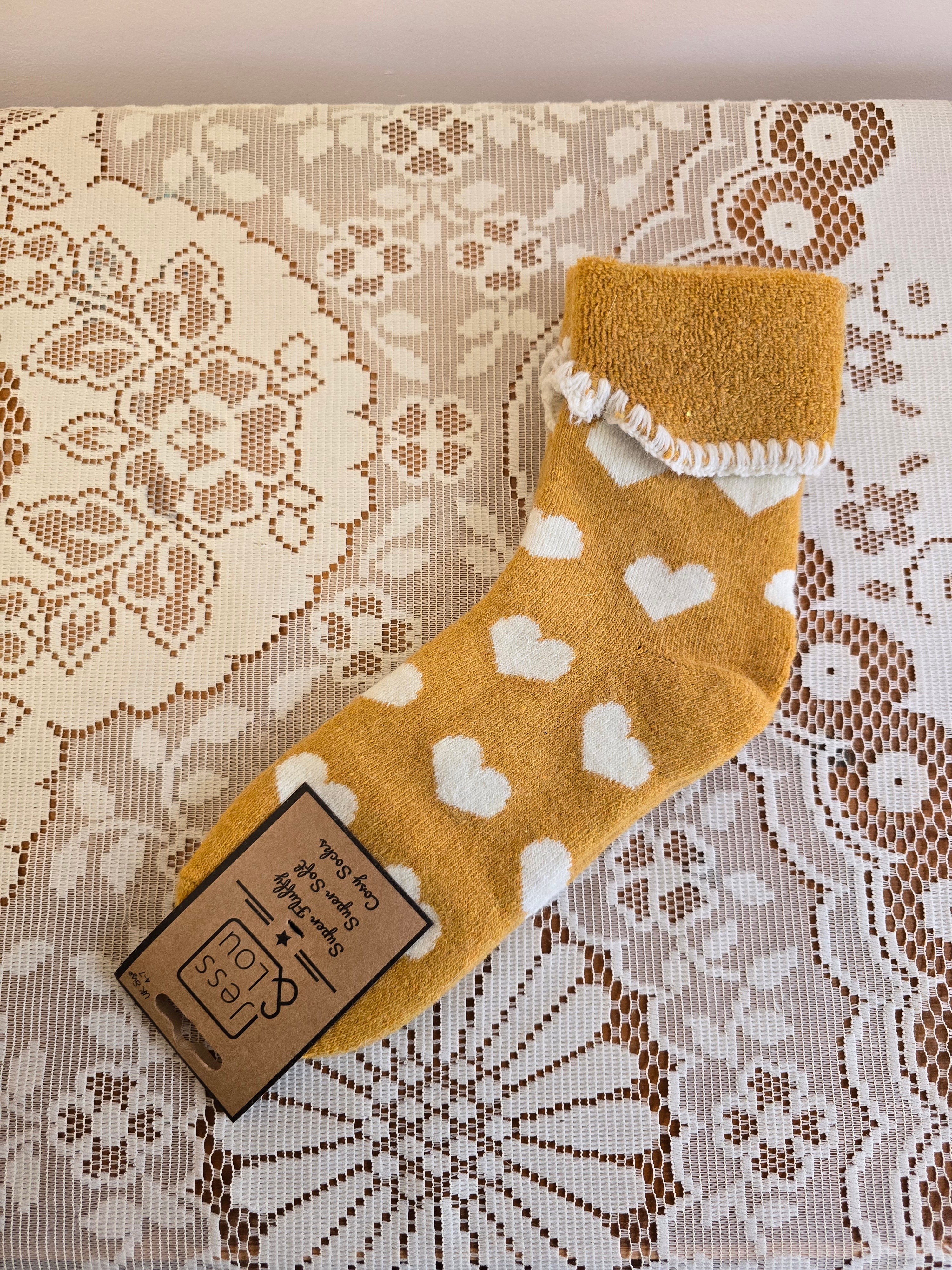 Heart Print Cuff Socks